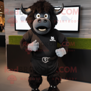 Sort Buffalo maskot kostume...