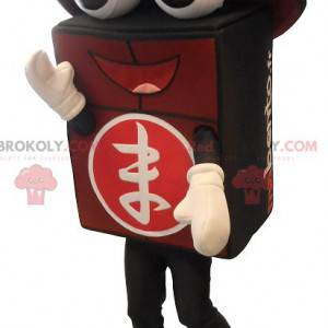 Reusachtige zwarte en rode bento-mascotte - Redbrokoly.com