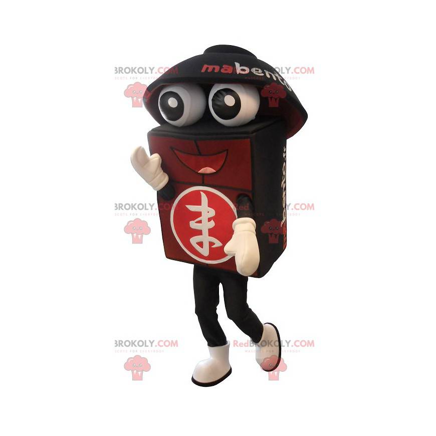 Reusachtige zwarte en rode bento-mascotte - Redbrokoly.com