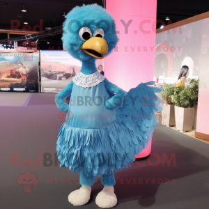 Sky Blue Ostrich mascotte...