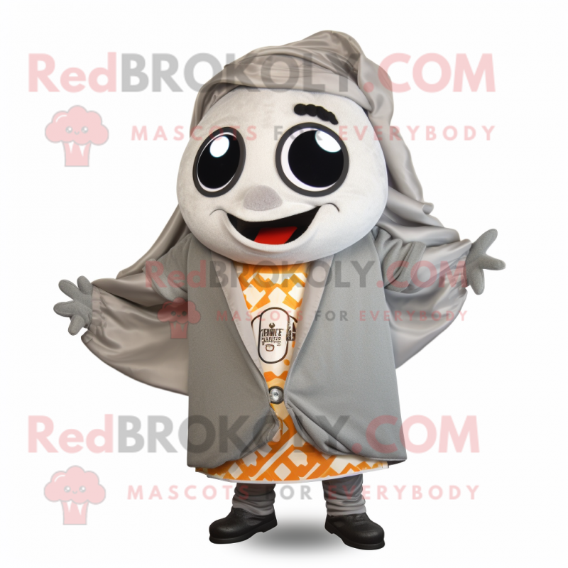 Gray Enchiladas mascot costume character dressed with a Jacket and Wraps Gray Enchiladas mascot costume character dressed with a Jacket and Wraps