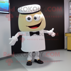 White Burgers mascot costume character dressed with a Culottes and Tie pins