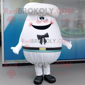 White Burgers mascot costume character dressed with a Culottes and Tie pins