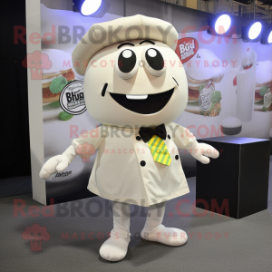 White Burgers mascot costume character dressed with a Culottes and Tie pins