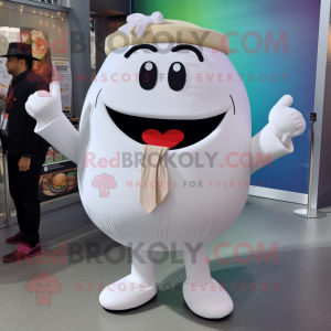 White Burgers mascot costume character dressed with a Culottes and Tie pins