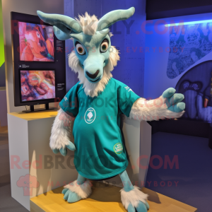 Teal Goat maskot kostume...