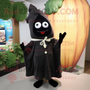 Black Radish mascot costume character dressed with a Sweater and Keychains