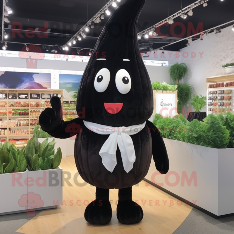 Black Radish mascot costume character dressed with a Sweater and Keychains