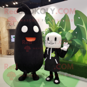 Black Radish mascot costume character dressed with a Sweater and Keychains