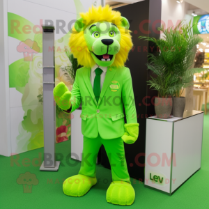 Limegrønn Tamer Lion maskot...