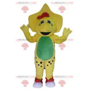 Mascote dinossauro amarelo verde e vermelho - Redbrokoly.com