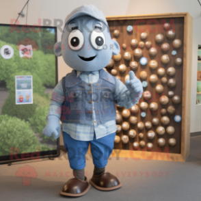 nan Grenade mascot costume character dressed with a Chambray Shirt and Coin purses