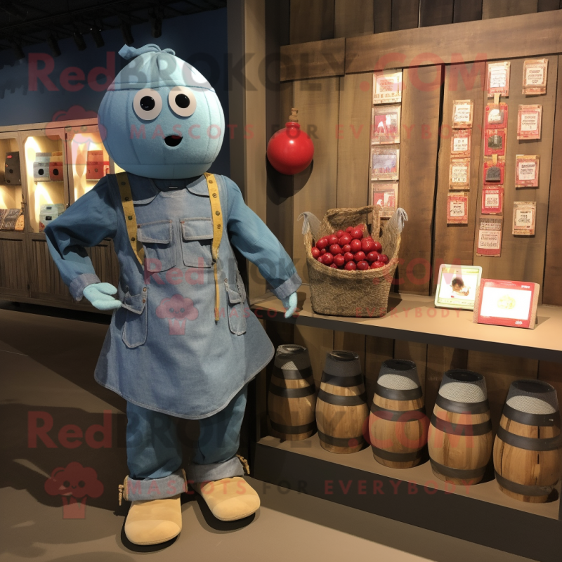 nan Grenade mascot costume character dressed with a Chambray Shirt and Coin purses