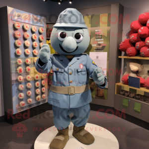 nan Grenade mascot costume character dressed with a Chambray Shirt and Coin purses