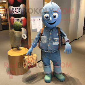 nan Grenade mascot costume character dressed with a Chambray Shirt and Coin purses