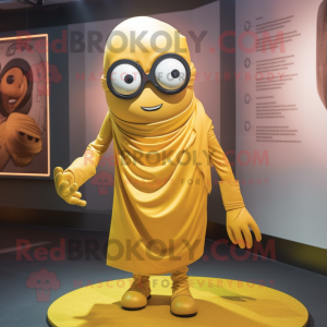 Gold Cyclops maskot kostume...