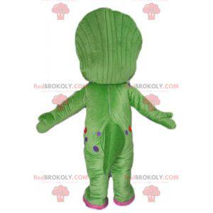 Mascotte de dinosaure vert et rose géant - Redbrokoly.com