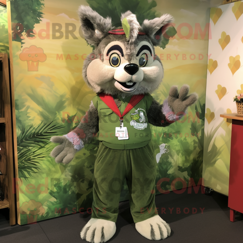 Olive Wolf mascot costume character dressed with a Romper and Headbands