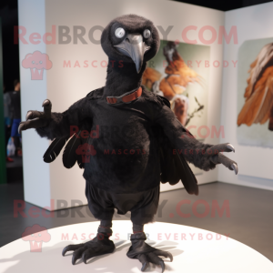 Black Vulture mascot costume character dressed with a T-Shirt and Cummerbunds