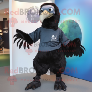 Black Vulture mascot costume character dressed with a T-Shirt and Cummerbunds