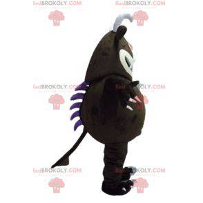 Stor brun monster maskot med stora tänder - Redbrokoly.com