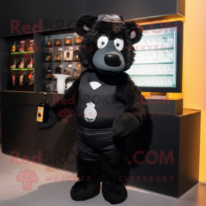 Black Guinness mascot costume character dressed with a Vest and Wallets