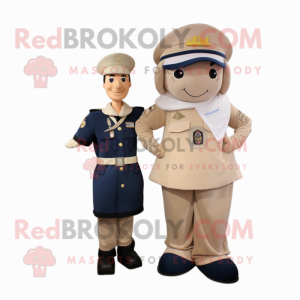 Beige Navy Soldier maskot...