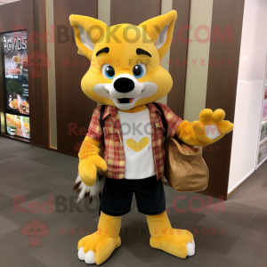 Yellow Fox maskot kostume...