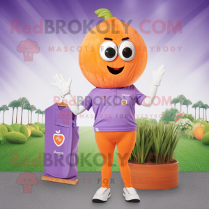 Lavender Apricot mascot costume character dressed with a Polo Tee and Earrings