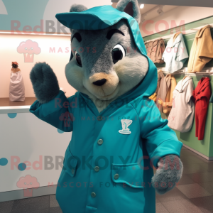 Teal Squirrel maskot kostym...