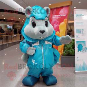 Teal Squirrel maskot kostym...