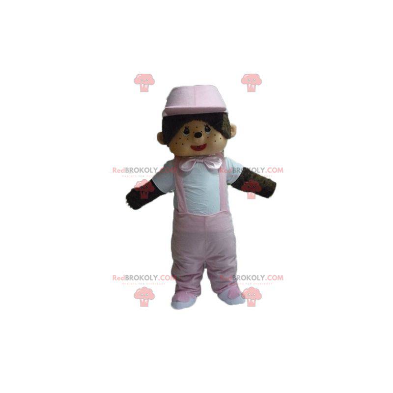 Kiki mascotte famosa scimmia peluche con tuta rosa -