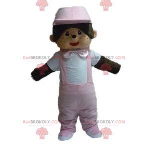 Kiki Maskottchen berühmten Plüschaffen mit rosa Overalls -