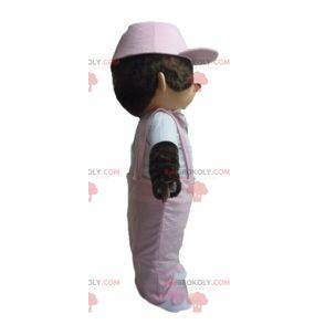 Kiki maskot berömd plysch apa med rosa overaller -