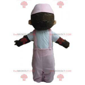 Kiki mascotte beroemde pluche aap met roze overall -