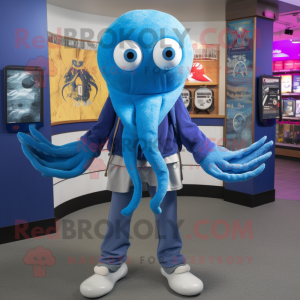 Blauer Kraken Maskottchen...