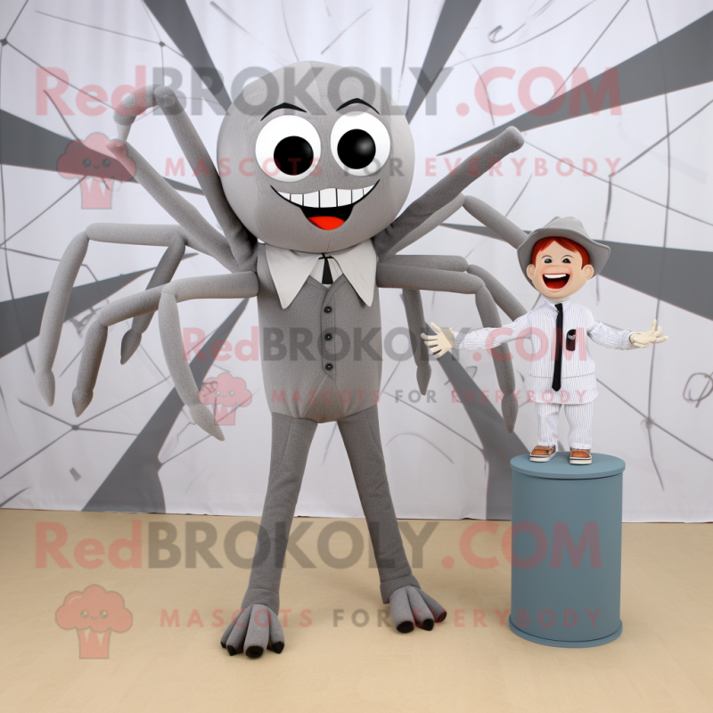 Gray Spider mascot costume character dressed with a Playsuit and Ties Gray Spider mascot costume character dressed with a Playsuit and Ties