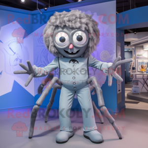 Gray Spider mascot costume character dressed with a Playsuit and Ties
