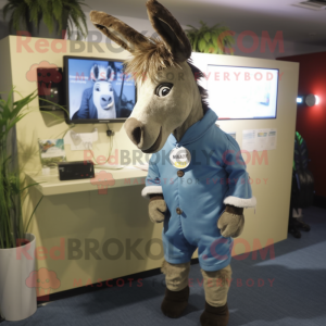 nan Donkey mascot costume character dressed with a Jumpsuit and Tie pins