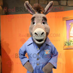 nan Donkey mascot costume character dressed with a Jumpsuit and Tie pins