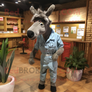 nan Donkey mascot costume character dressed with a Jumpsuit and Tie pins