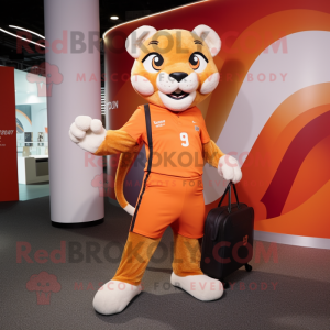 Orange Puma maskot kostume...