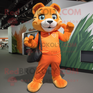 Orange Puma maskot kostume...