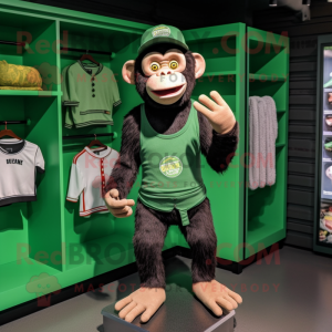 Green Chimpanzee mascot costume character dressed with a Shorts and Wallets