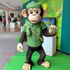 Green Chimpanzee mascot costume character dressed with a Shorts and Wallets