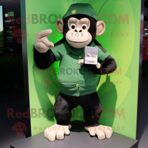 Green Chimpanzee mascot costume character dressed with a Shorts and Wallets