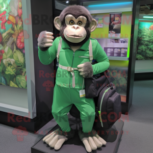 Green Chimpanzee mascot costume character dressed with a Shorts and Wallets