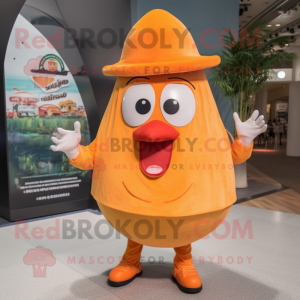 Orange Ceviche mascot costume character dressed with a Tank Top and Berets