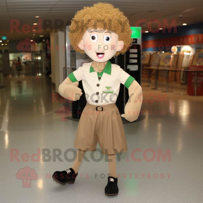 Tan Irish Dancing Shoes mascot costume character dressed with a Button-Up Shirt and Handbags Tan Irish Dancing Shoes mascot costume character dressed with a Button-Up Shirt and Handbags