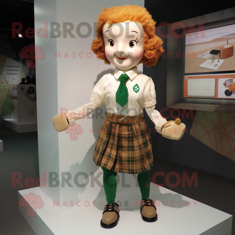 Tan Irish Dancing Shoes mascot costume character dressed with a Button-Up Shirt and Handbags Tan Irish Dancing Shoes mascot costume character dressed with a Button-Up Shirt and Handbags